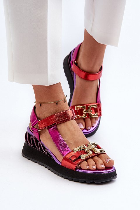 Multicolor sandals with wedge