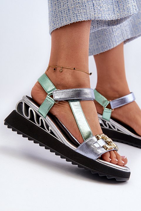 Multicolor sandals with wedge