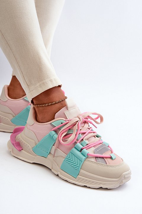 Sneakers in ecopelle e materiale tessile