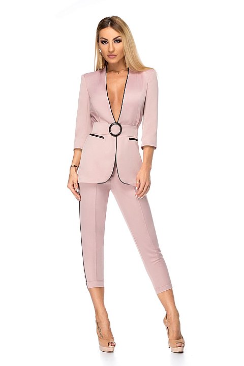 Tailleur elegante rosa cipria con pantalone - Le Aste di Sohà